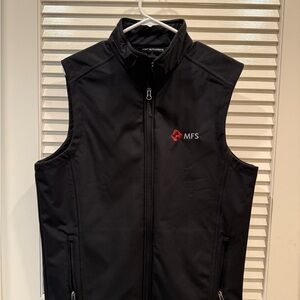 Port Authority Black Softshell Vest with Red Logo
